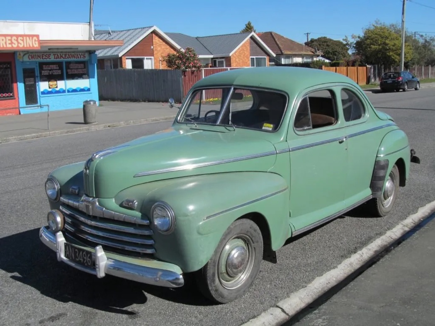 A '46 Ford, the same as the one I borrowed to take Margaret dancing.